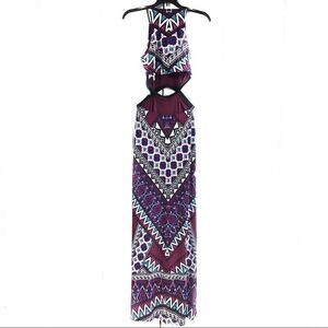 mm mm mm Maxi Dress Aztec Print Purple White Turquoise Small
